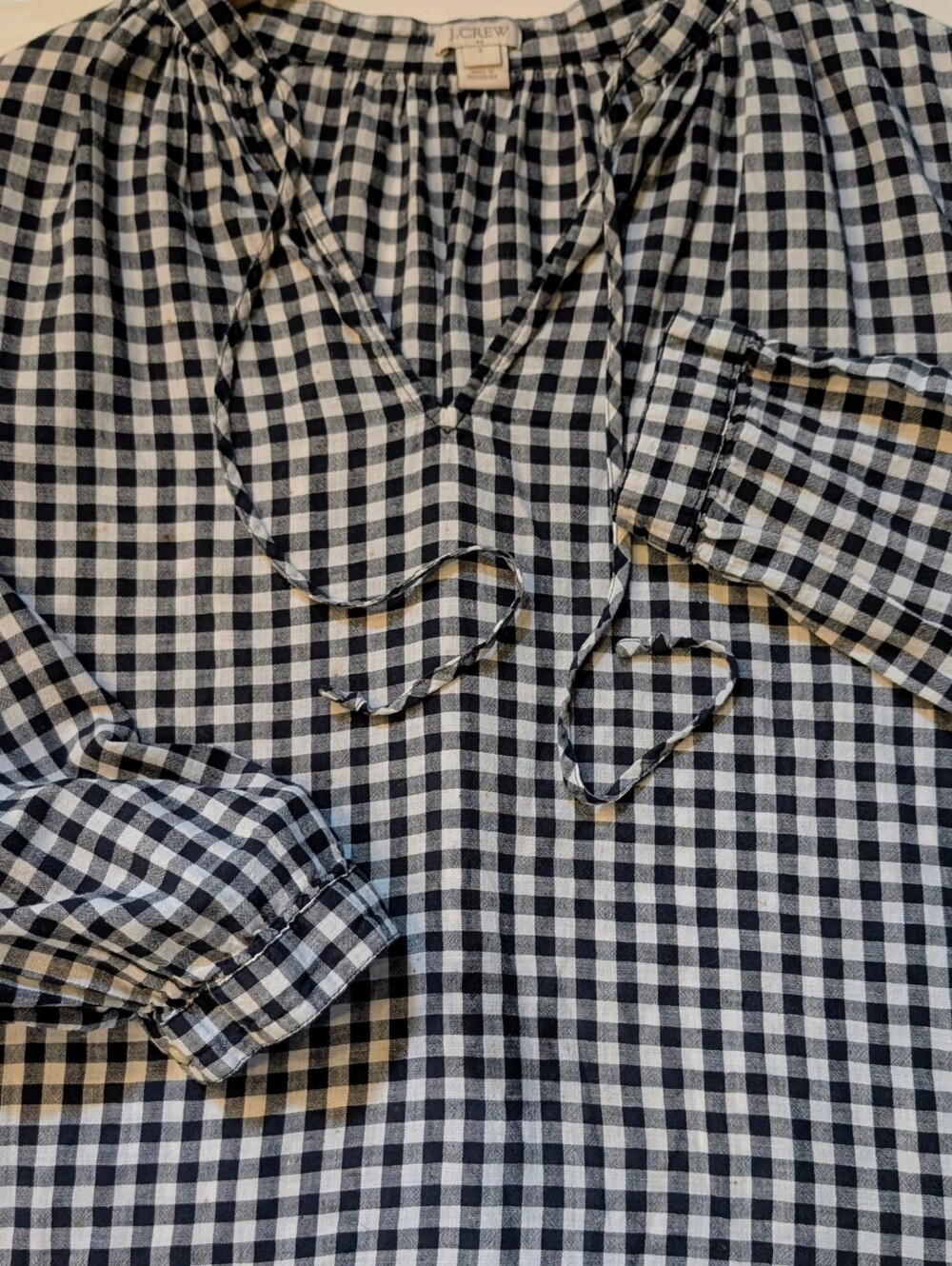 J.Crew Linen/Cotton Tie Front Pop Over Top Women's Small